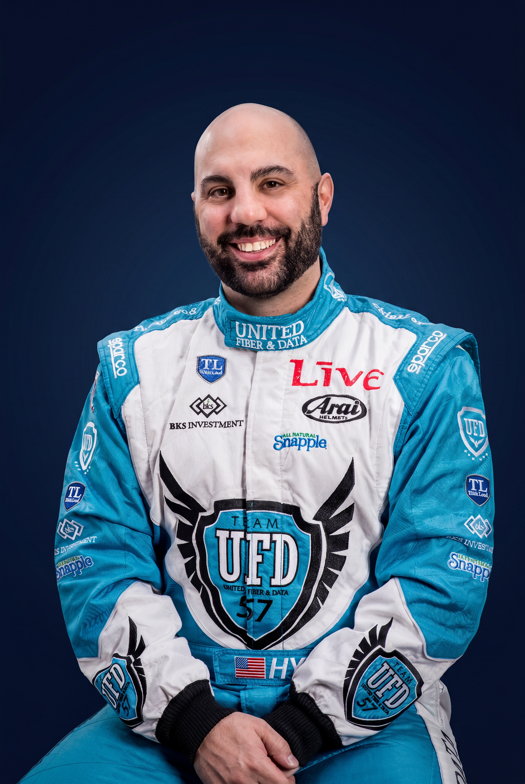Bill Hynes in Team UFD racing suit